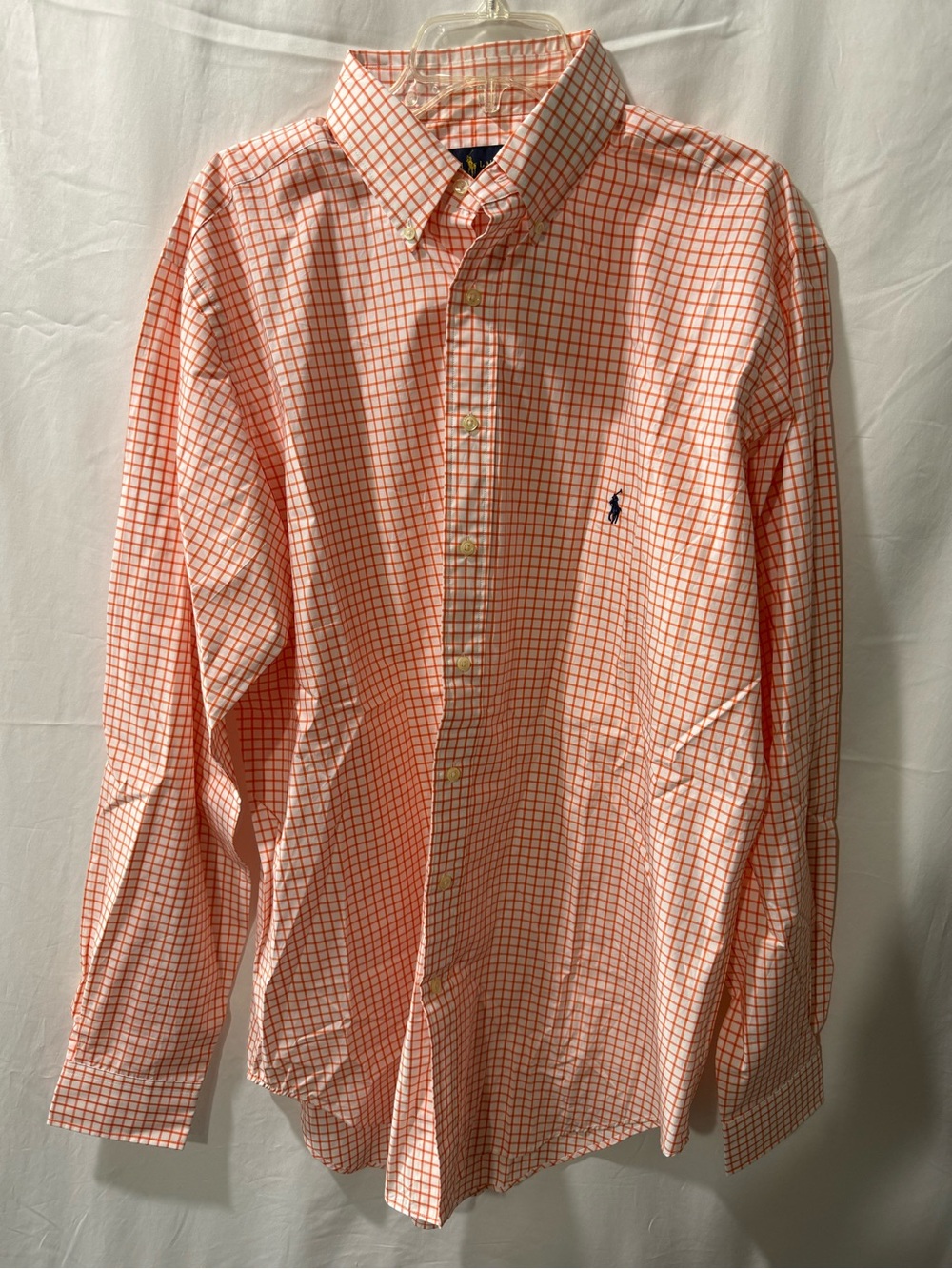 Ralph Lauren Orange and White Check Button-Down Shirt